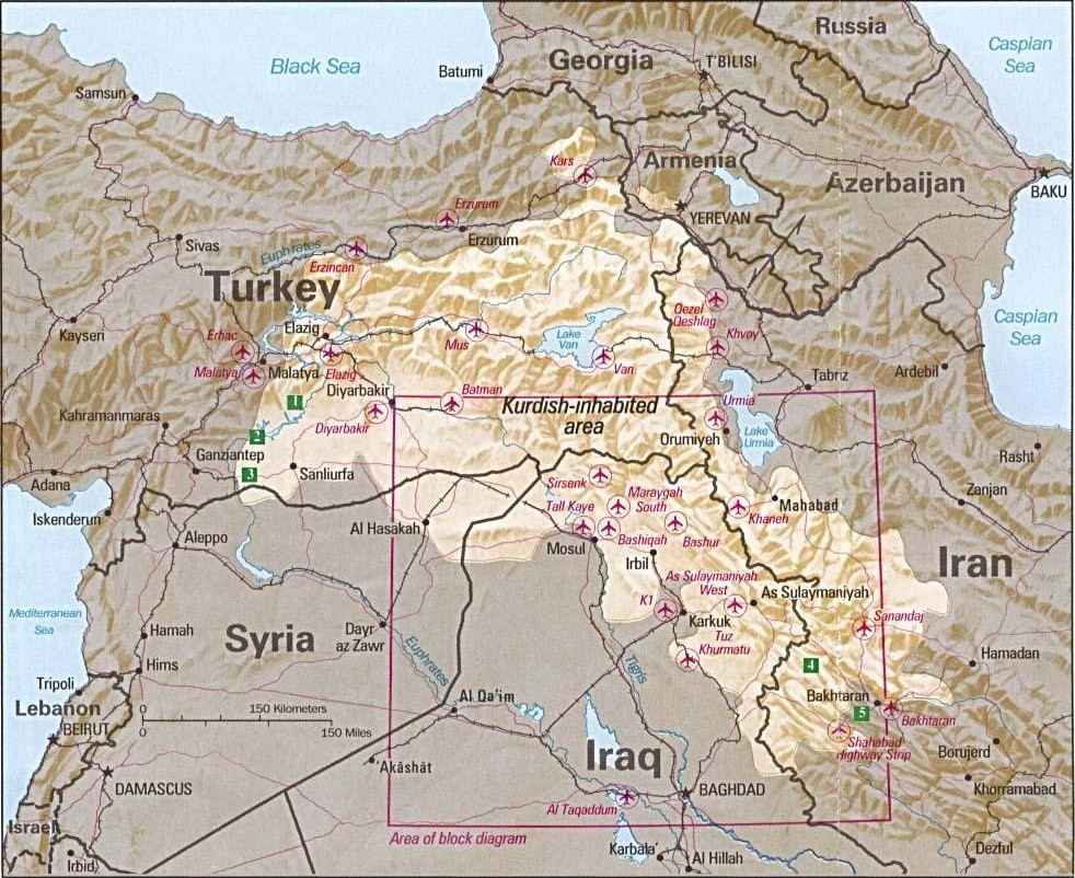 Is it currently possible to travel directly between the different parts of "Kurdistan" which lie within different countries?