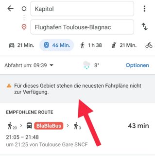 How to understand quality of Google Maps transport info in advance?